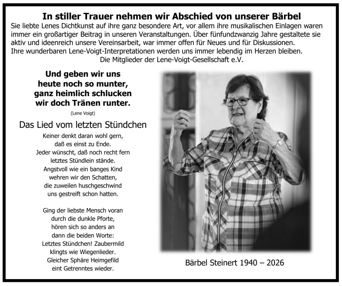 Nachruf Bärbel Steinert