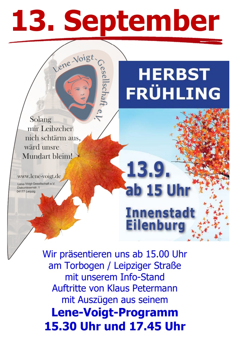 Lene Voigt Gesellschaft zu Gast auf der Bühne Torbogen in Eilenburg beim Eilenburger Herbstfrühling
